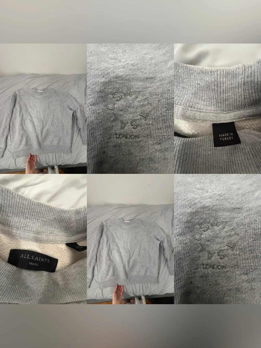 All Saints Light Grey Crewneck Sweatshirt